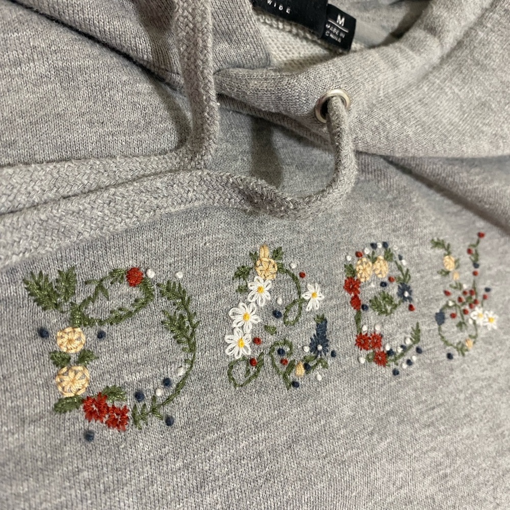 Obey Propaganda Worldwide Embroidered Hoodie Heather Gray Size Medium VGUC